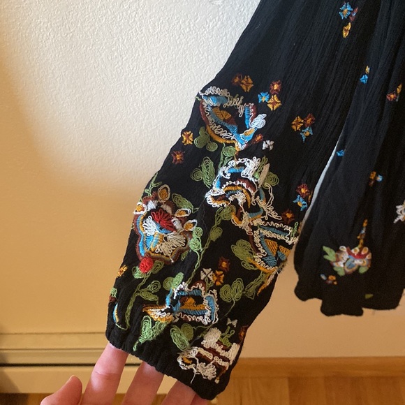 Free People Embroidered Black Dress Small - Picture 3 of 6